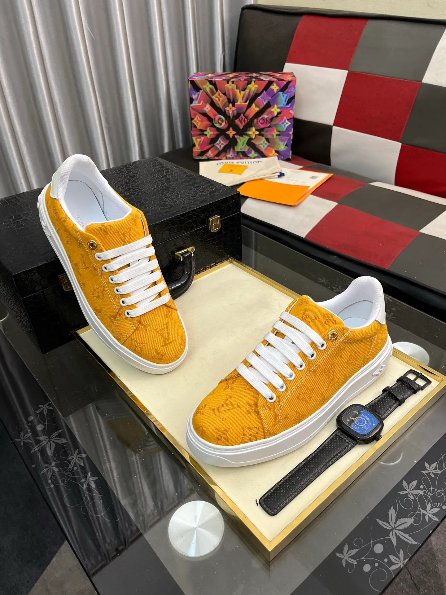 Men's shoes 💰540⌚️⌚️[Louis Vuitton LV] Dad shoes are popular casual sports shoes with outsole, breathable and comfortable, easy to walk, trendy men's versatile fly woven epoxy matching ➕leather lining➕Gucci's popular original outsole, sports and running style, super comfortable. Size 38-445️⃣Colors available